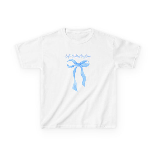 Kids Heavy Cotton™ Tee - Blue Ribbon Coquette Bow Design
