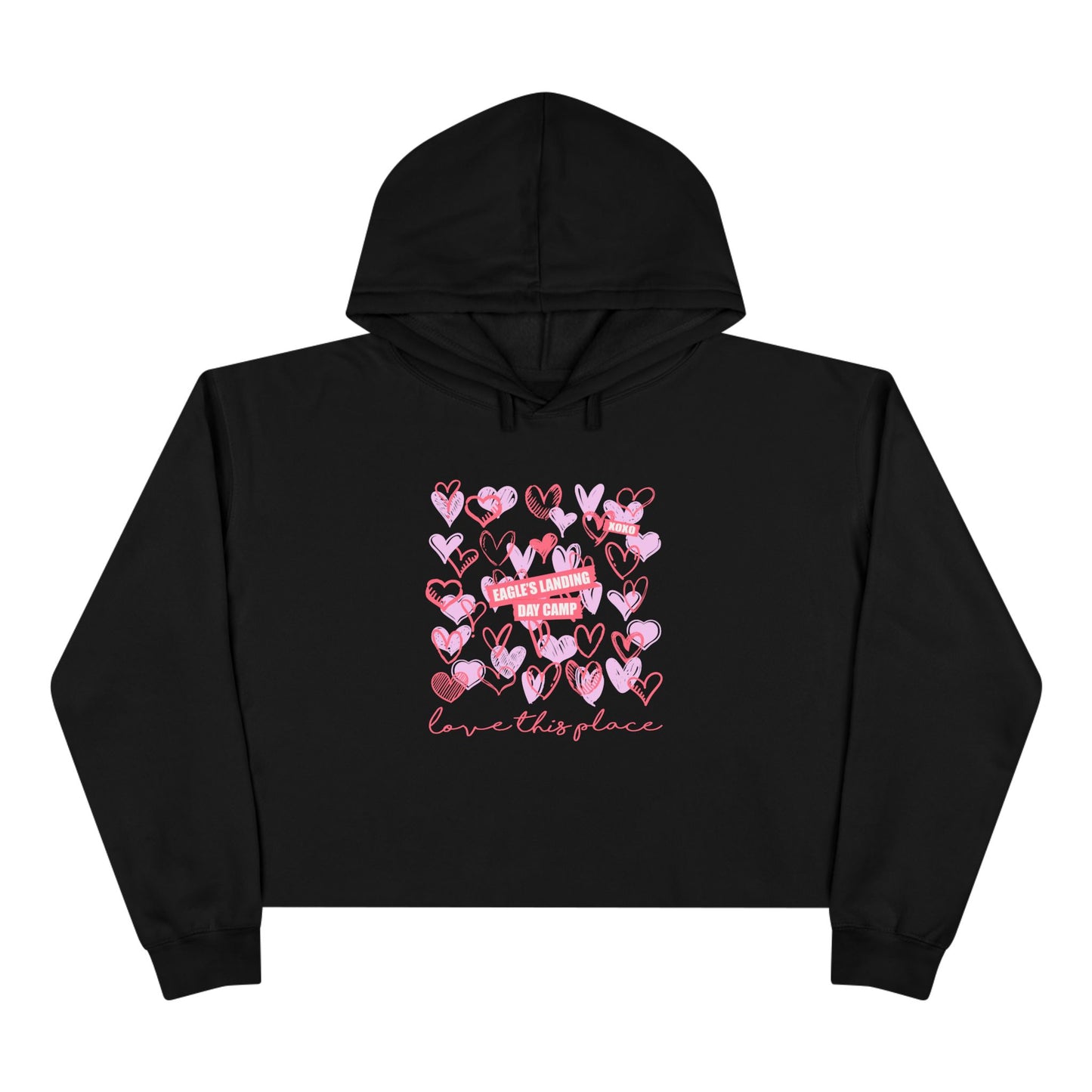 Love This Place Crop Hoodie – Cute Heart Design for Casual Style