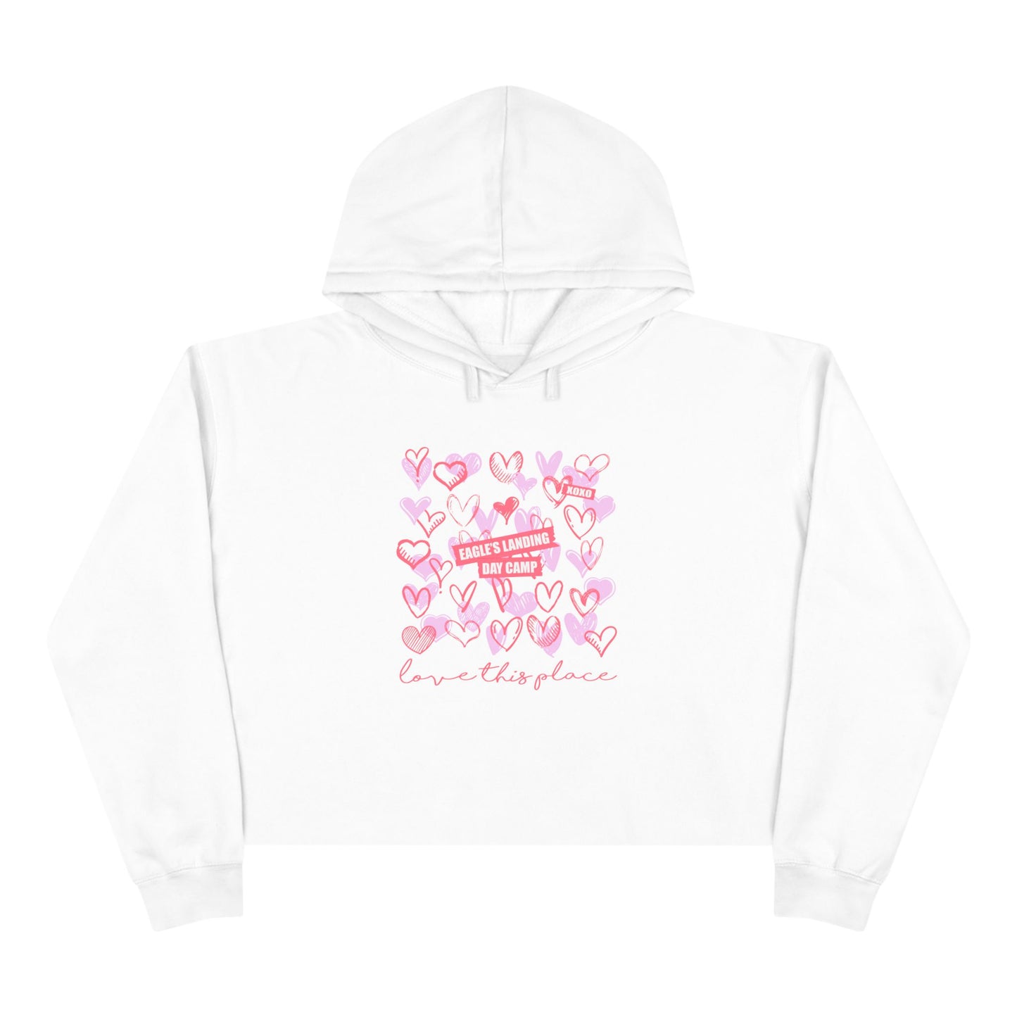 Love This Place Crop Hoodie – Cute Heart Design for Casual Style