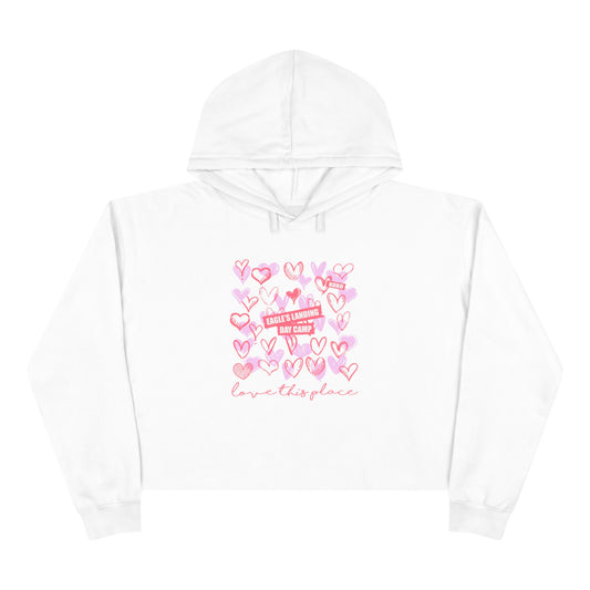Love This Place Crop Hoodie – Cute Heart Design for Casual Style