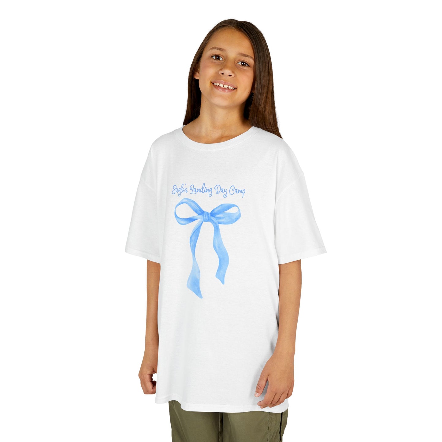 Kids Heavy Cotton™ Tee - Blue Ribbon Coquette Bow Design
