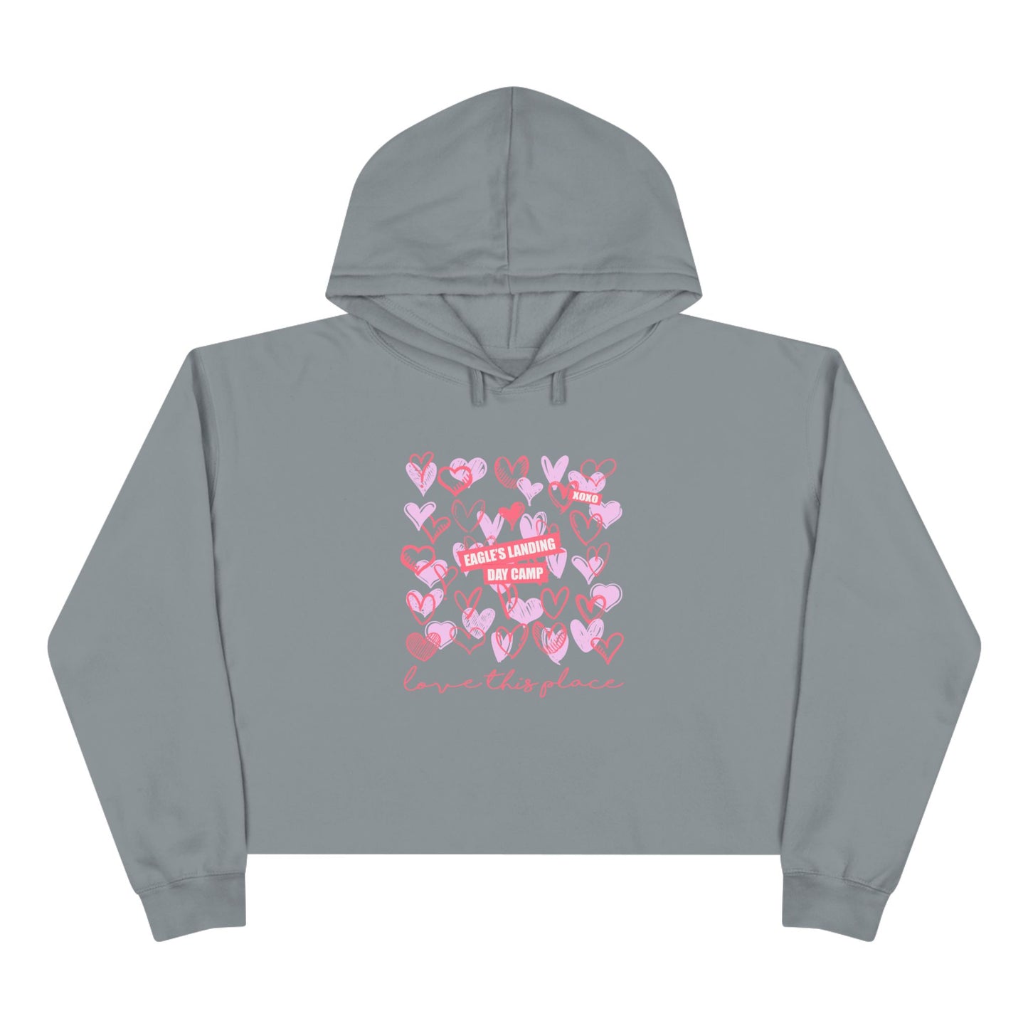 Love This Place Crop Hoodie – Cute Heart Design for Casual Style